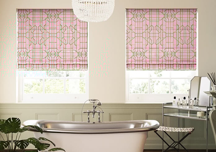 Bamboo Candy, Green Pink - Motorised Roman Blind - Image 3